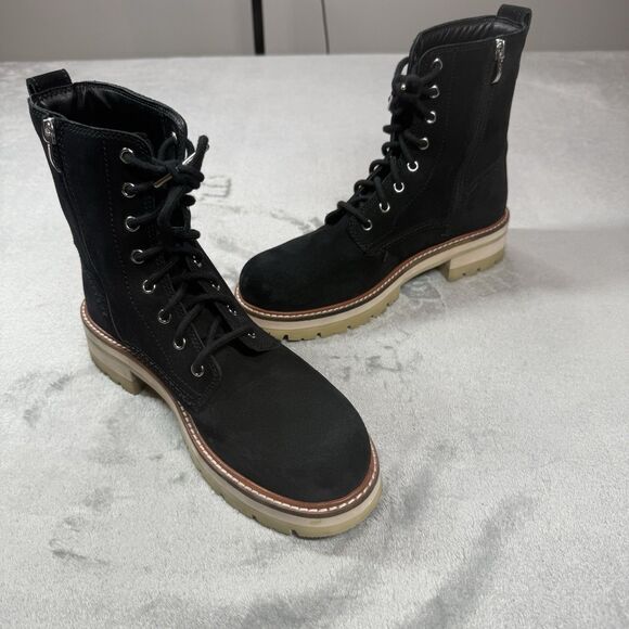 Clarks Orianna Hi Suede Lace Up Boots Women’s 8.5 Black Combat Chunky - Picture 2 of 11